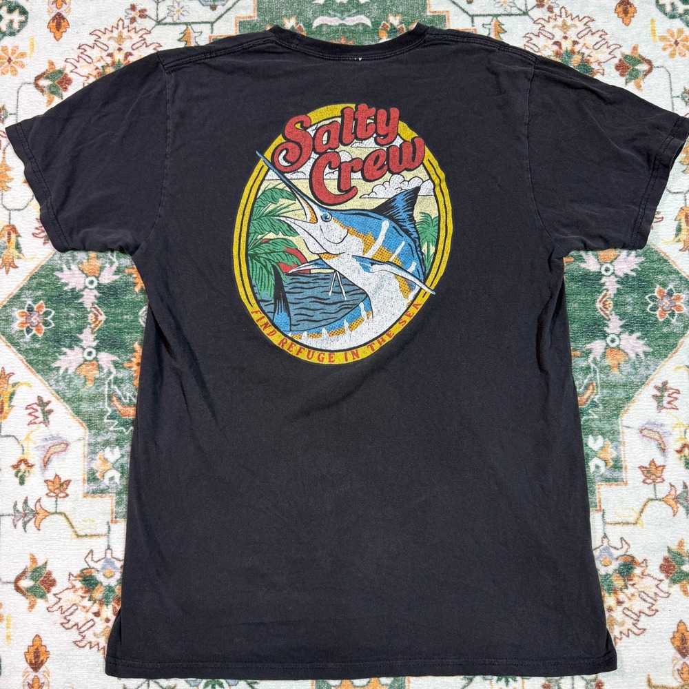 Salty Crew T‎ Shirt Mens Medium Black Marlin Short Sleeve Graphic Tee